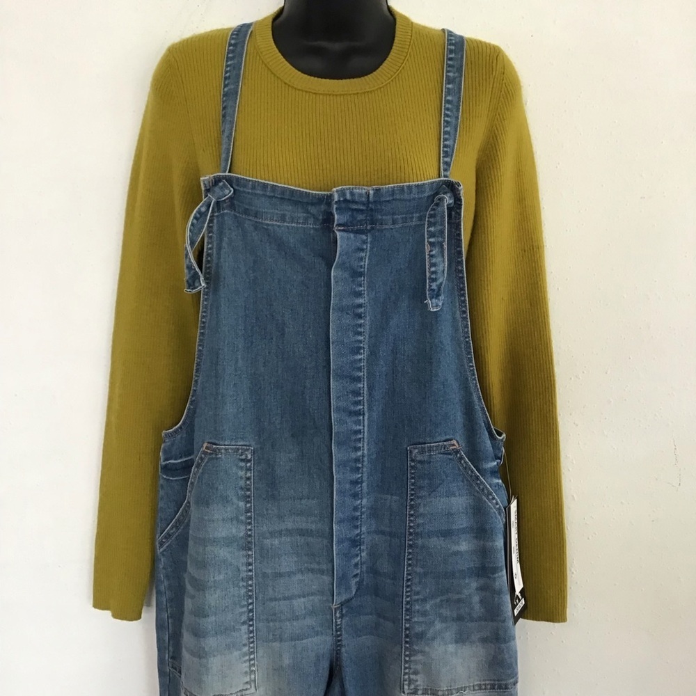 NWT- Jordache Women Vintage Blue Acid Wash Denim Y2K Farmhouse Jumper SZ S - Picture 3 of 9